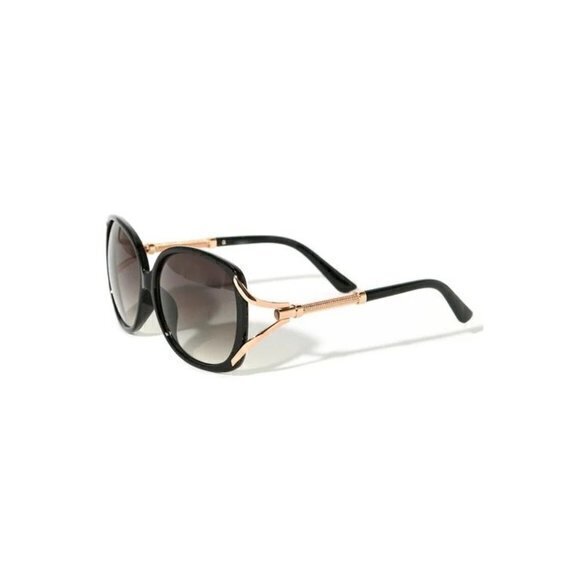 Don\'t Catch Feelings Round Frame‎ Temple Design Sunglasses Black